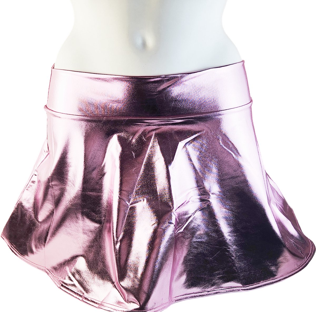 BamBella® - Mini rok -  Shiny Wetlook - Sexy Erotische rokje Super shine metallic Lame Glans Roze