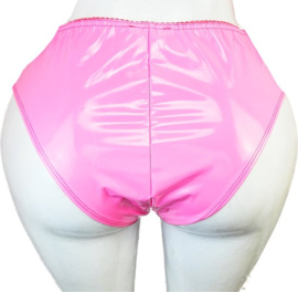 Erotische slip- Wetlook korte broek Dames - roze Datex mix latex en stofondergoed Sexy BDSM kleding