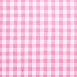 Boerenbont stof Roze - Katoen polyester ruiten kleine ruitjes wit