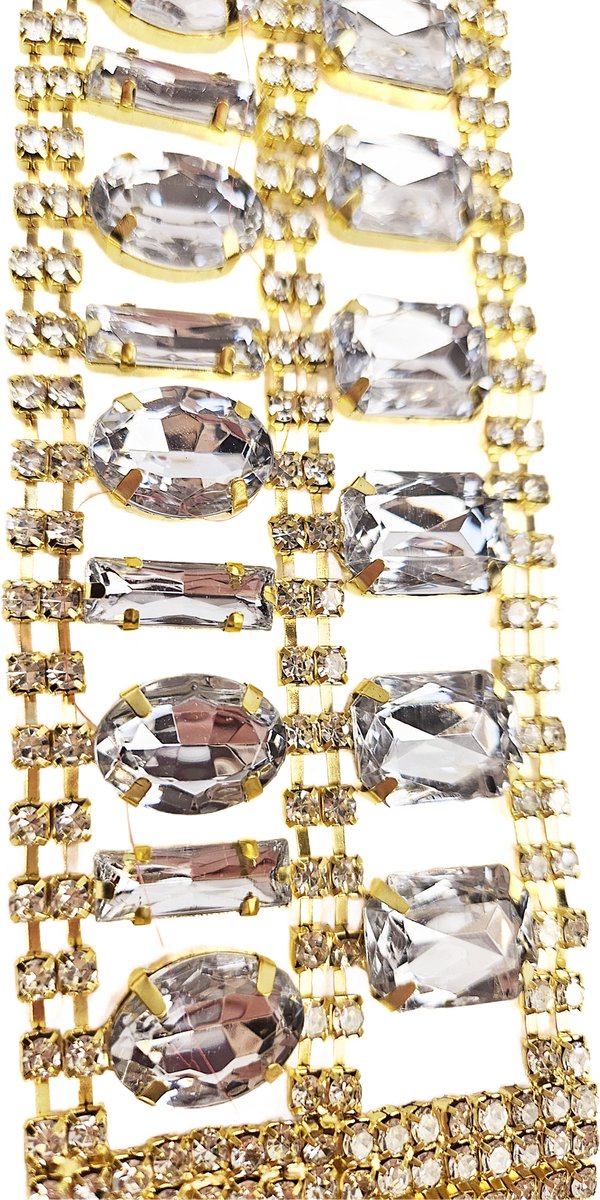 BamBella ® Strass ketting - Breed - lint goudkleurig steentjes touw diamantjes naaien knutselen glitter
