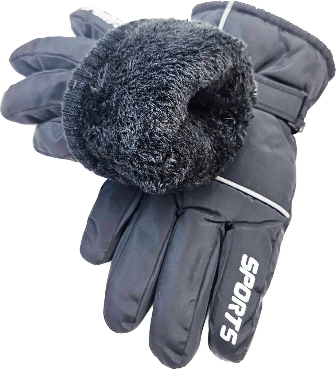 BamBella® Zeer dikke Handschoenen winter wintersport thermo fleece binnenkant zwart