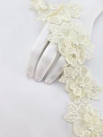 BamBella® Naai band - 90cm - Bloemen parel - Gebroken wit kleding maken knutselen Sier band