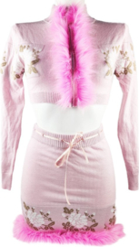 BamBella ® Kleding set - Onesize - pak vrouwen 3 delig kousen rok en vest met imitatiebont