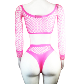 BamBella® -   set - Onesize - Erotische sexy nacht set  met top doorzichtig kant - Super Stretch