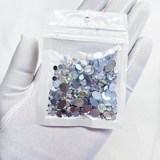 BamBella® - 300 stuks - Plak Steentjes - AB wit mix- strass stenen glitters nail art kleding versieren