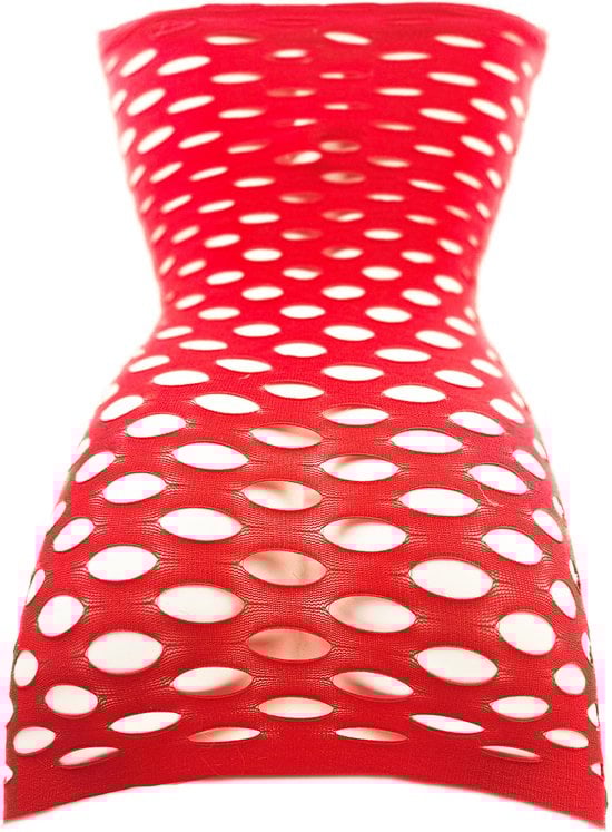 Sexy erotische jurk -Onesize - Doorzichtig gaten Rood Vrouw