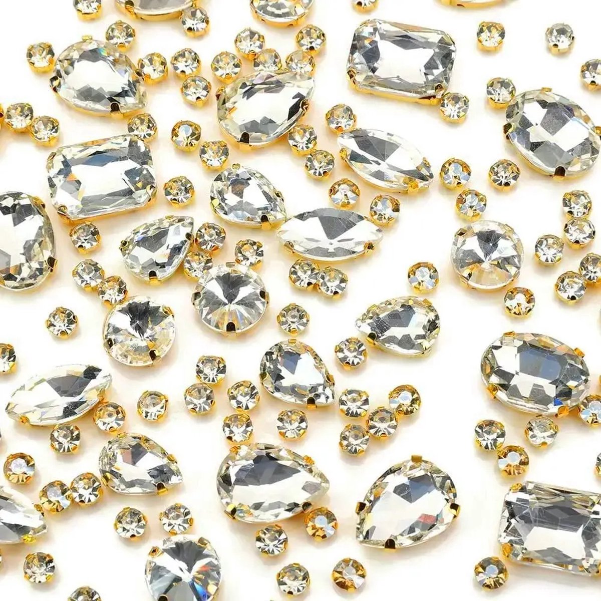 BamBella® Naai strass Steentjes - 100 stuks - geel strass stenen glitters kleding versieren