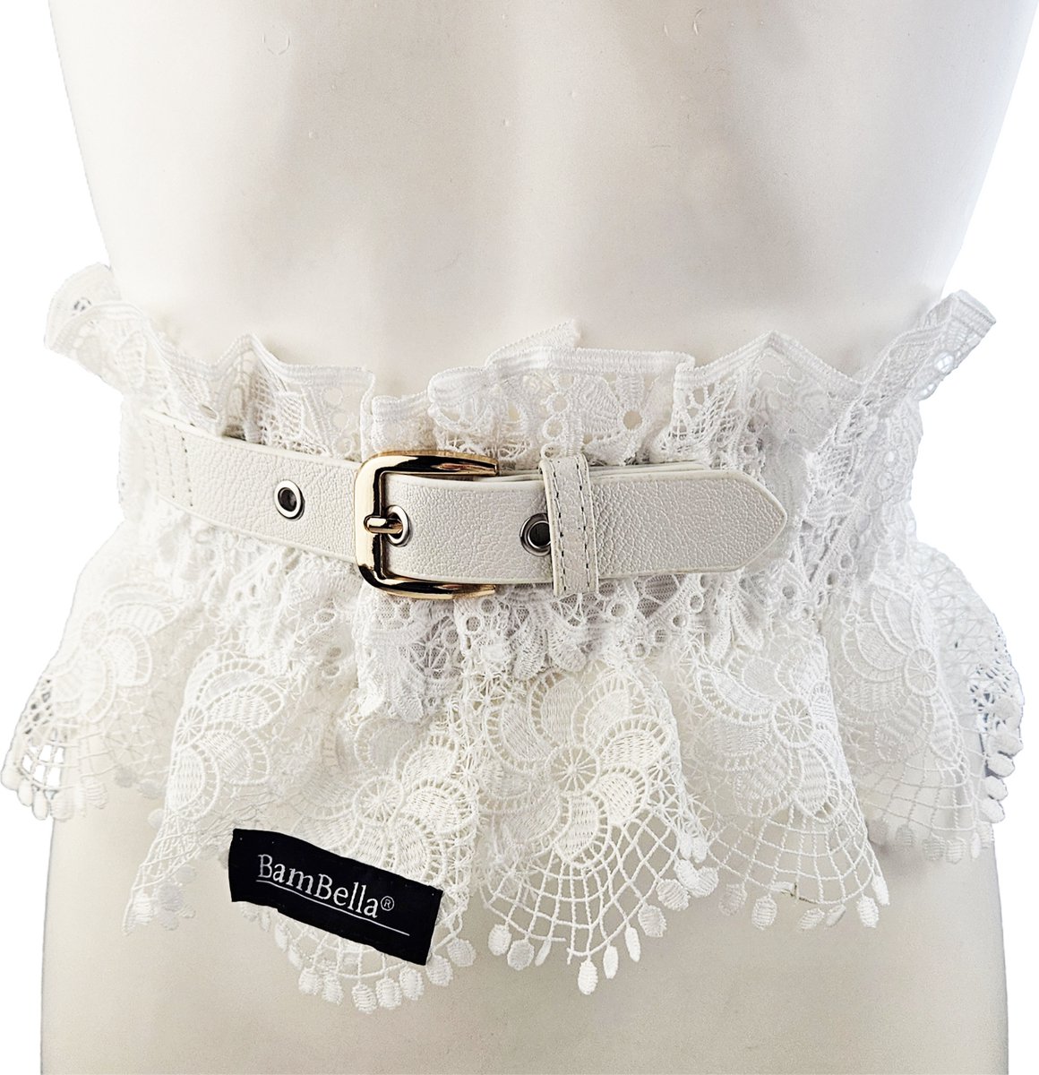 BamBella ® - Riem Maat Onesize - Rok franje ruches Mode Body Gothic Goth taille riem zwart met belt