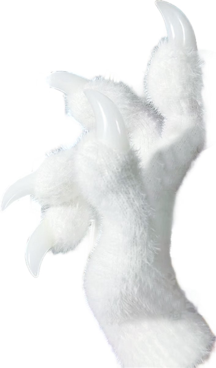 BamBella® - carnaval verkleed klauwen handschoenen met lange nagels - wit Cosplay rollenspel verkleden feest Halloween