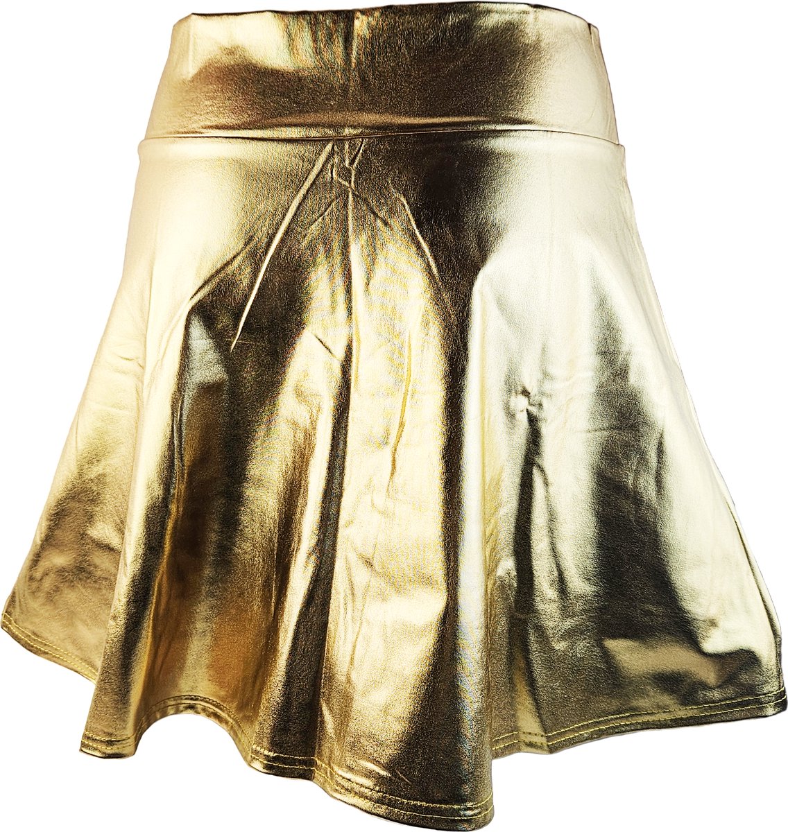BamBella® - Rok  Shiny Wetlook - Sexy Erotische rokje Super shine metallic Lame Glans Goudgeel