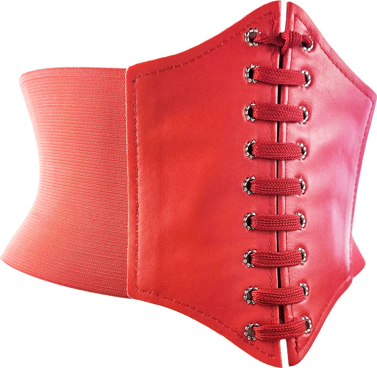 BamBella ® - Riem Maat Onesize - Wit Mode Body Gothic Goth taille riem zwart met Veter sluiting korset belt
