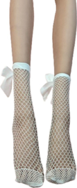 BamBella® korte gaas Sokken gaten panty stof met strik - Onesize kant zwart net - kousen