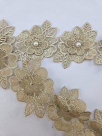 BamBella® Naai band - 90cm - Bloemen parel - Bruin kleding maken knutselen Sier band