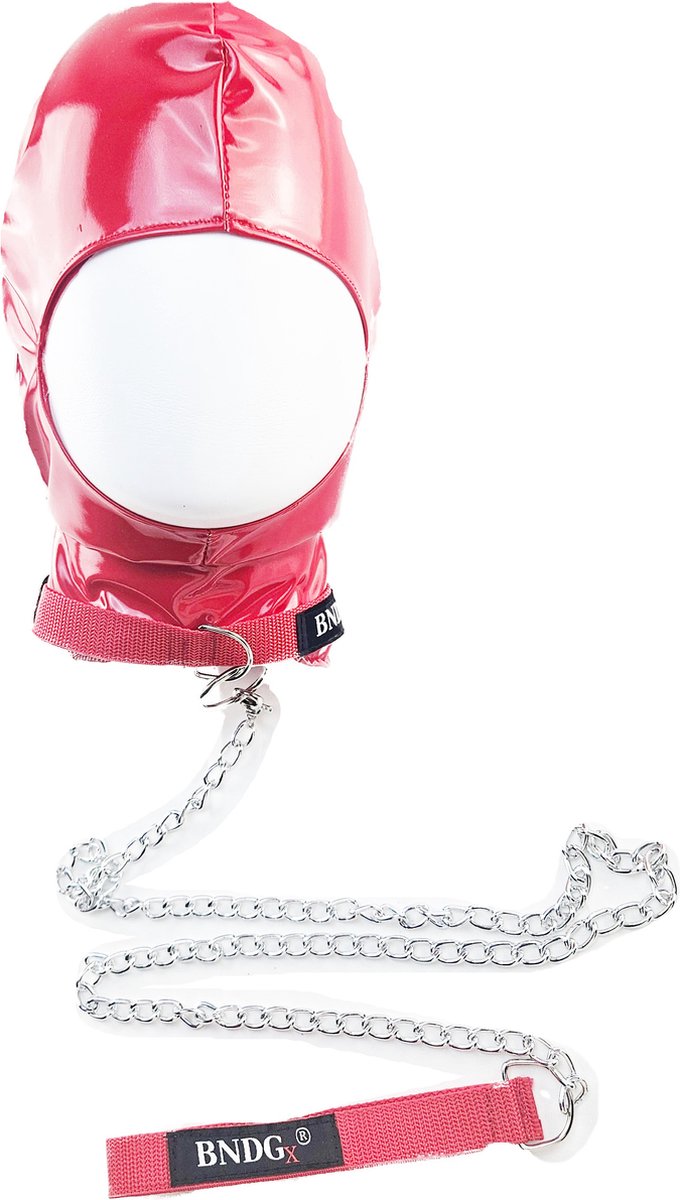 BNDGx® - Masker met lijn Datex (Mix LATEX en stof) mond opening - Erotiek - Extreme BDSMsm fetish Rollenspel kleding Rood