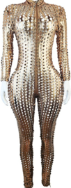 Jumpsuit - Onesize - Goudkleurig feest party kleding festival pak