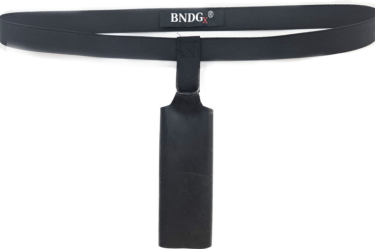 BNDGx® - 100% LATEX open kruis broek penis sleeve bondage slip - Maat L - Zwart BDSM sexy glans BDSM Rubber Fetish SM erotische ondergoed