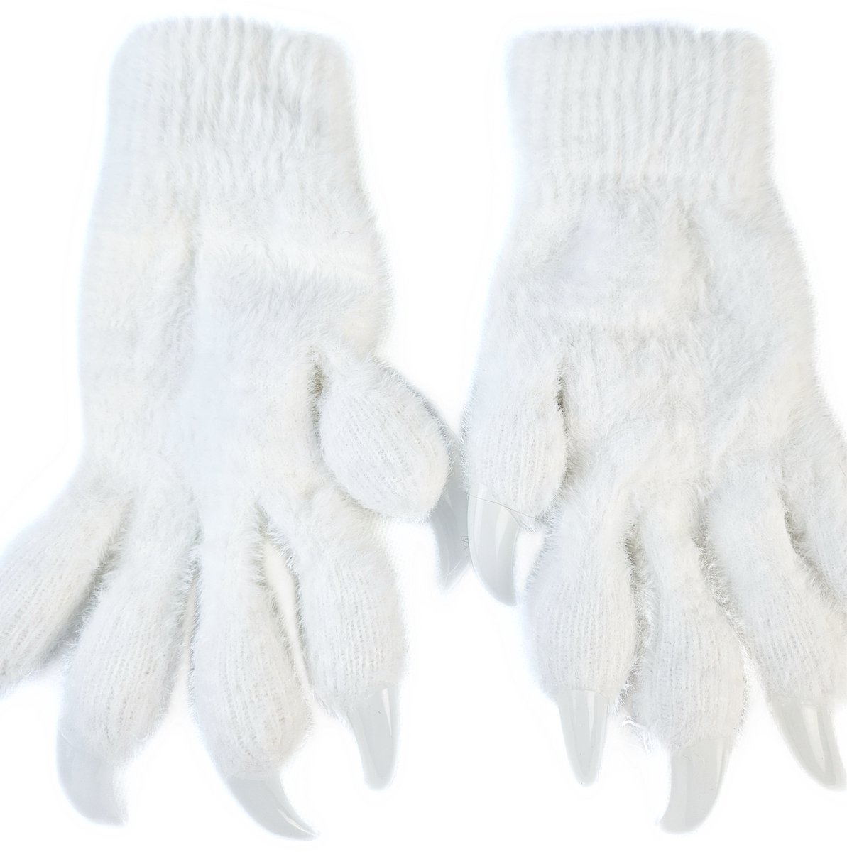 BamBella® - carnaval verkleed klauwen handschoenen met lange nagels - wit Cosplay rollenspel verkleden feest Halloween