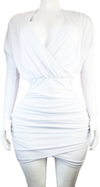 Jurk Wit - Maat S/M Feest gala strakke dames plooi jurkje kort Dames mode