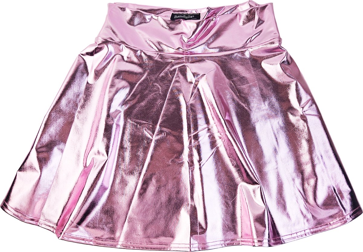 BamBella® - Mini rok -  Shiny Wetlook - Sexy Erotische rokje Super shine metallic Lame Glans Roze