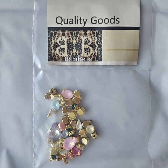 BamBella® mix kleur - Grote Naai strass Steentjes - 50 stuks - roze blauw strass stenen glitters kleding versieren