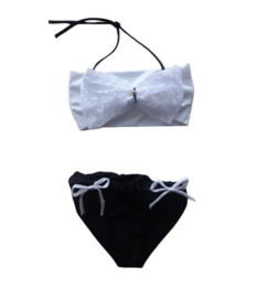 Bikini zwart wit   Strik van kant baby en kind Zwemkleding Badkleding meisje