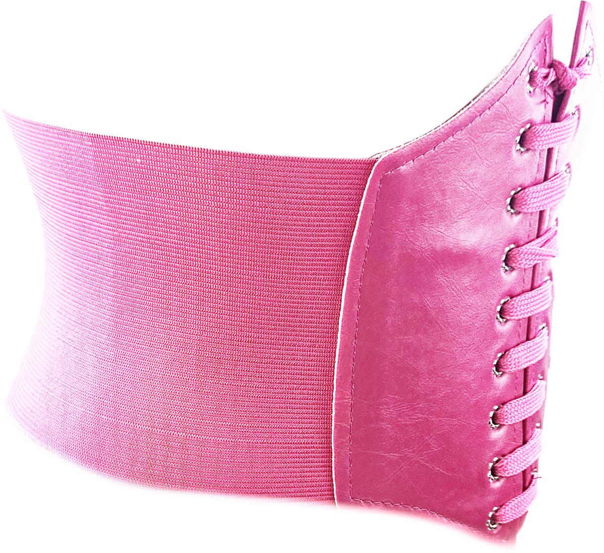 BamBella ® - Riem Maat Onesize - Roze Mode Body Gothic Goth taille riem zwart met Veter sluiting korset belt