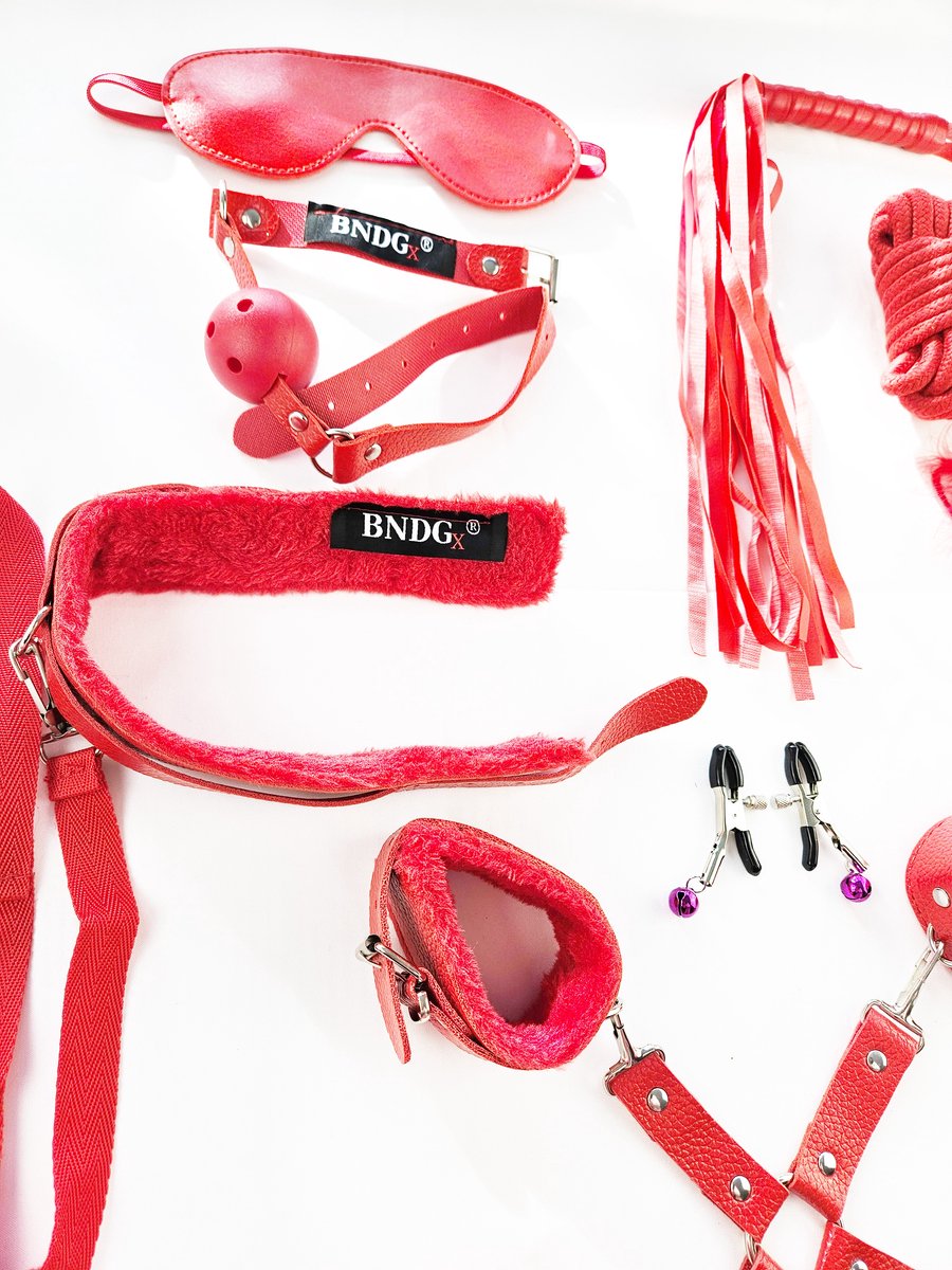 BNDGx® - Sex Toys - voor koppels - Set - SM Pakket - Bondage - Vastbinden - Kit - Startset - handboeien - Rood BDSM