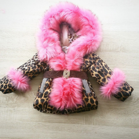 Kinderjas panterprint  Bontkraag jas Leopard  bontkraag Winterjas BamBella