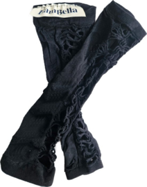 BamBella® Vingerloos Gaas net stof handschoenen - One Size -Zwart Gaten