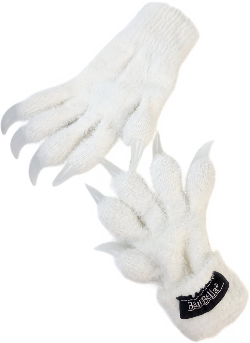 BamBella® - carnaval verkleed klauwen handschoenen met lange nagels - wit Cosplay rollenspel verkleden feest Halloween