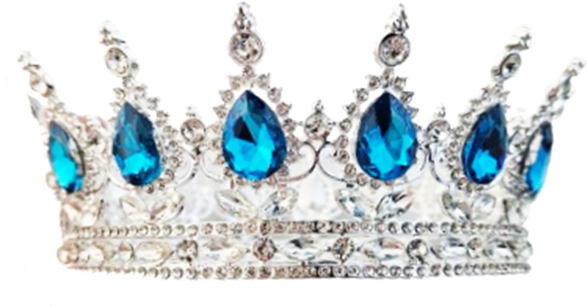BamBella® - Luxe Tiara Kroon Koning - Feest haarband Beauty Queen wedstrijd - AB Strass steentjes -