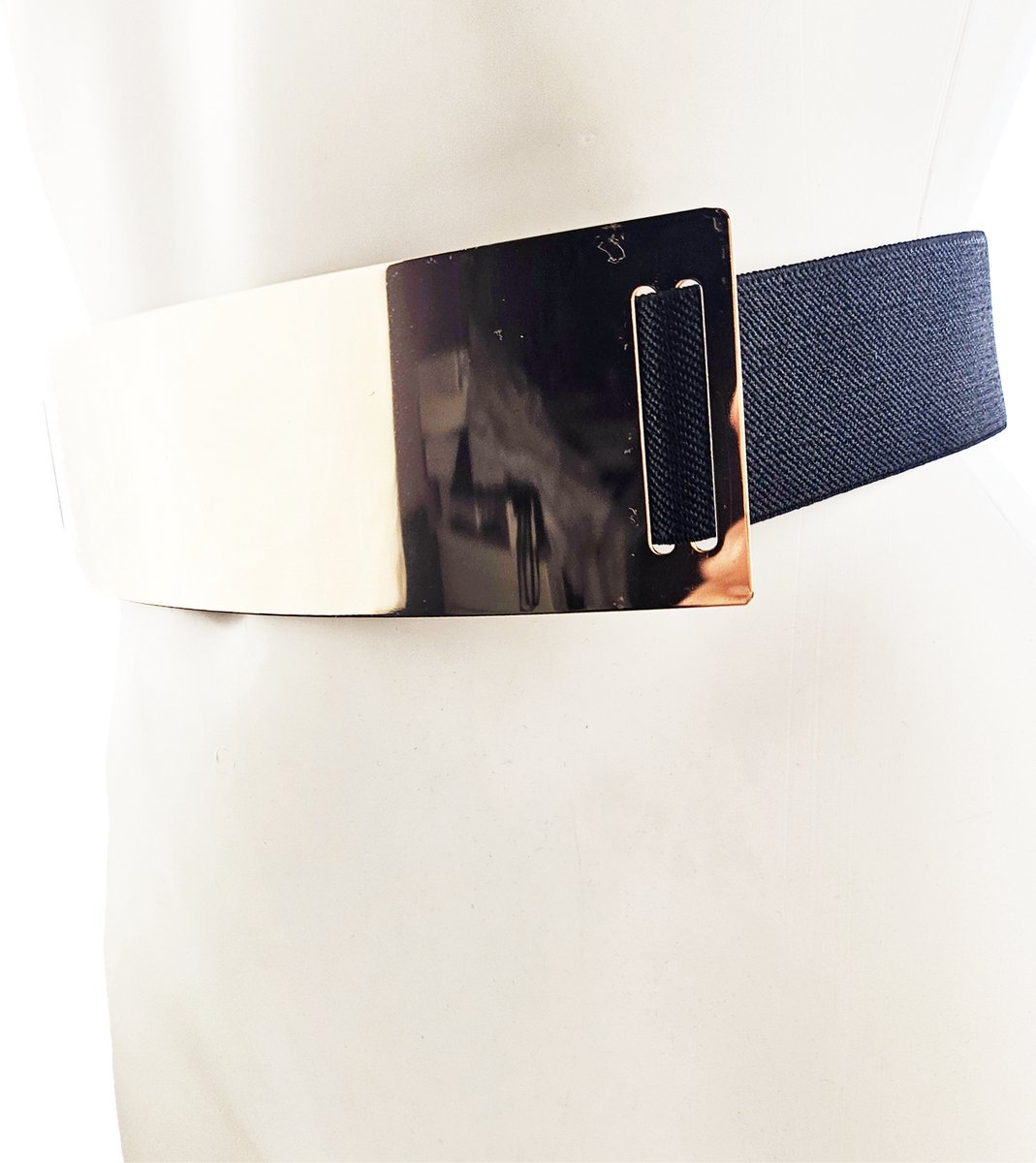 BamBella ® - Riem   Mode Body Gothic Goth taille riem zwart met goudkleurige plaat korset belt