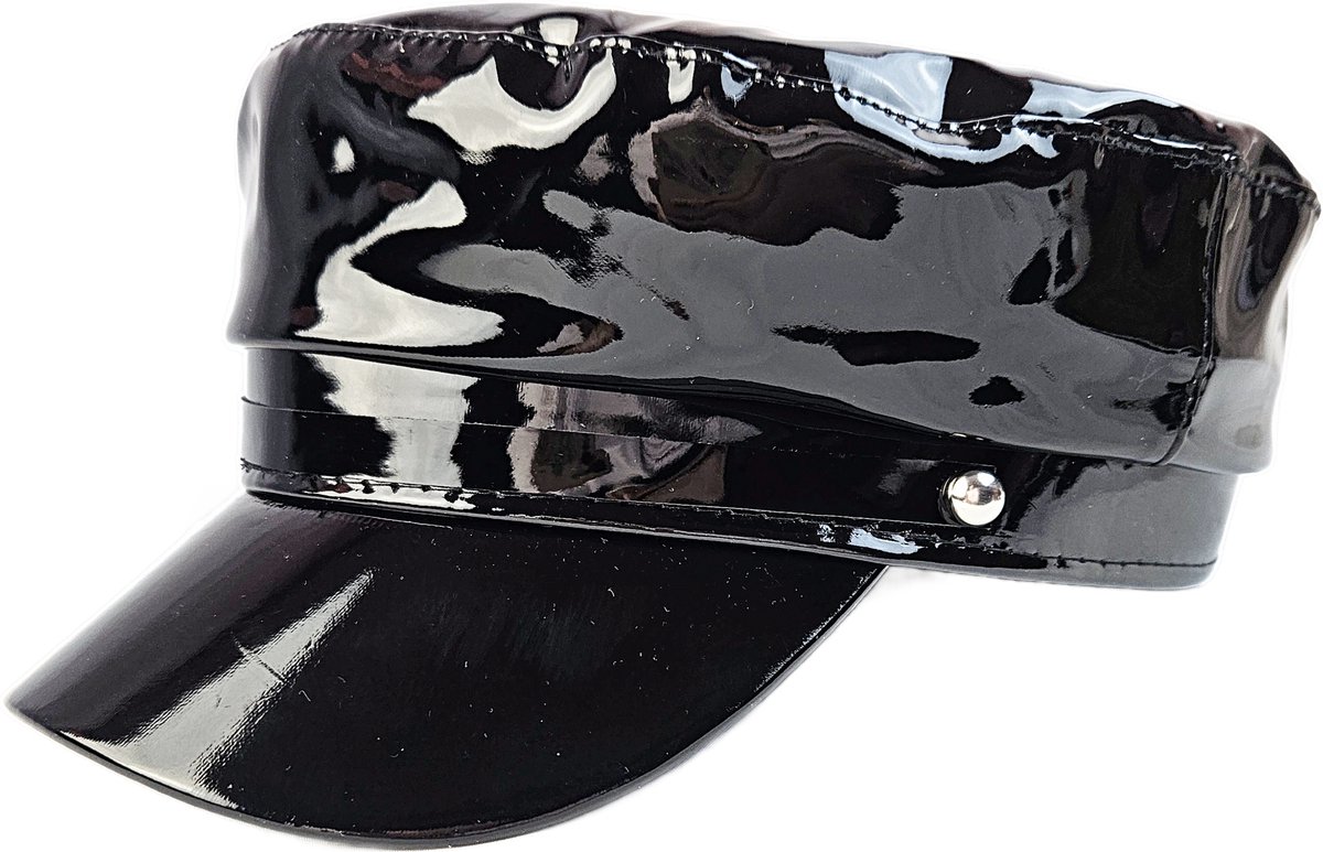 BamBella® Pet - sexy Glans hoed mix van Latex en stof Datex Wetlook Zwart