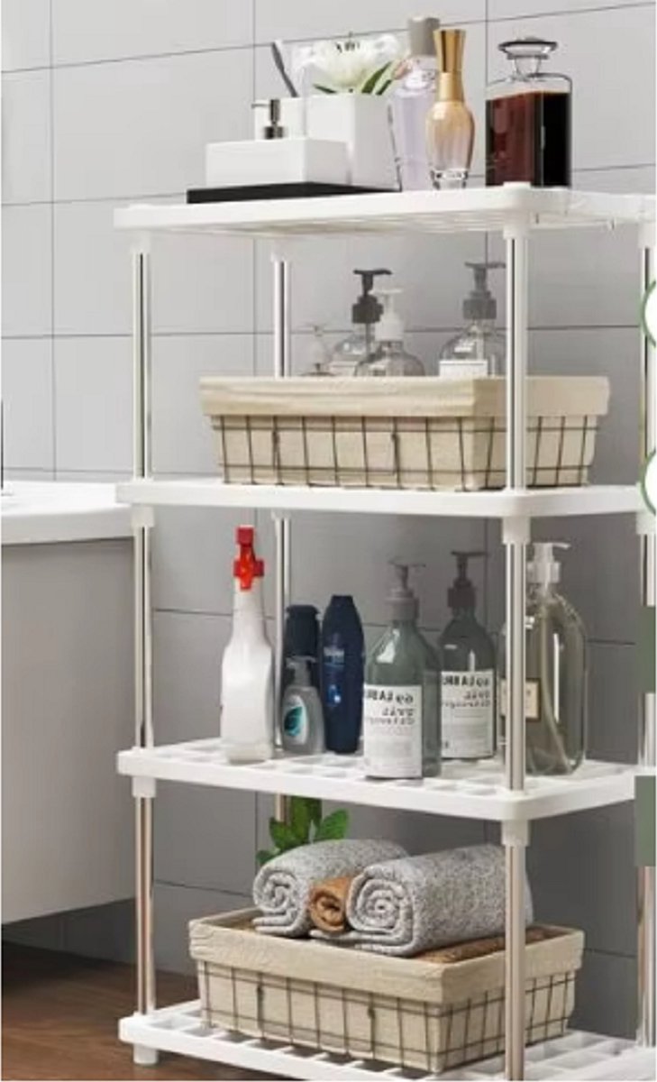 Kast Rek planken open kastje met lades wit badkamer of voor speelgoed of kleding opbergen