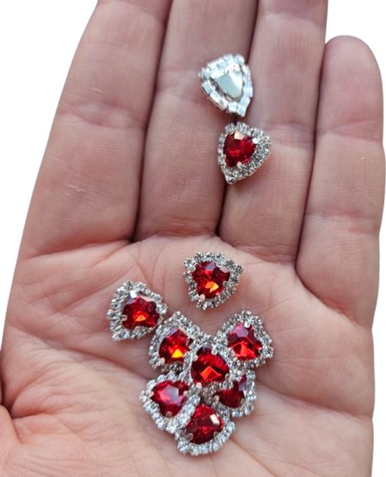 BamBella® Grote strass stenen - 10 stuks - Rood - steentjes groot kleding versieren steentjes DIY hobby knutselen Glitter