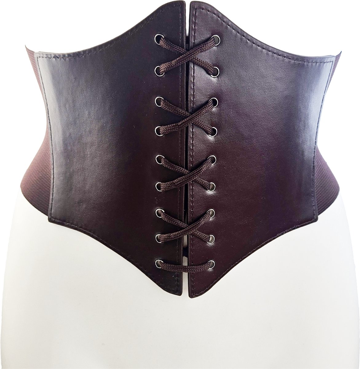 BamBella ® - Riem Maat Onesize - Wit Mode Body Gothic Goth taille riem zwart met Veter sluiting korset belt