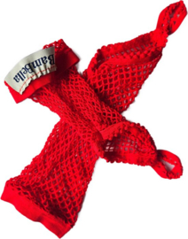 BamBella® Vingerloos Net handschoenen - One Size - Rood- Visnet handschoenen - Feest - Gothic Carnaval