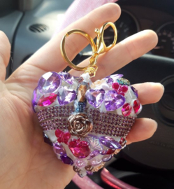 Sleutelhanger Tashanger roze paars glitter