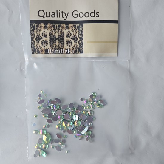 BamBella® blauw plak stenen - 200 stuks mix - kleding versieren steentjes DIY hobby knutselen Glitter