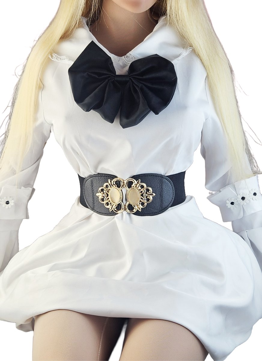 BamBella ® - Riem   - Zwart glitter steentjes Korset Mode Body Gothic Goth taille riem met Studs rits sluiting korset belt