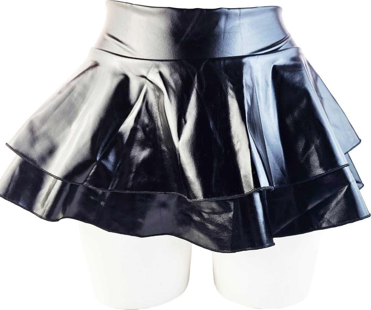 BamBella® - Mini rok -  Shiny Wetlook - Sexy Erotische rokje Super shine metallic Lame Glans Zwart