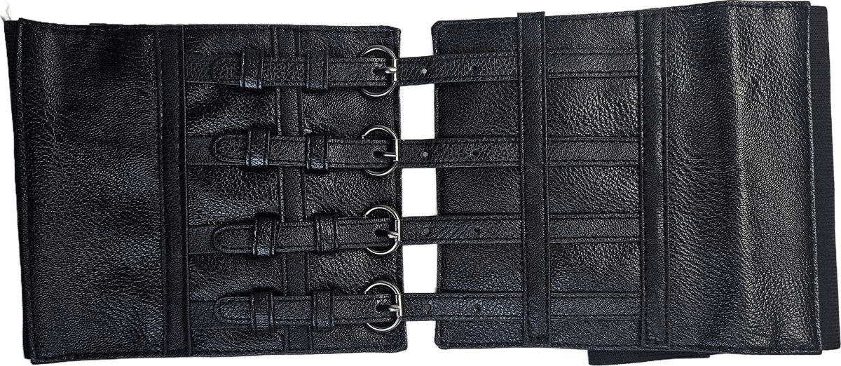 BamBella ® - Corset Riem  - Mode Body Gothic Goth taille riem zwart nepleer met vetersluiting Verstelbaar korset belt