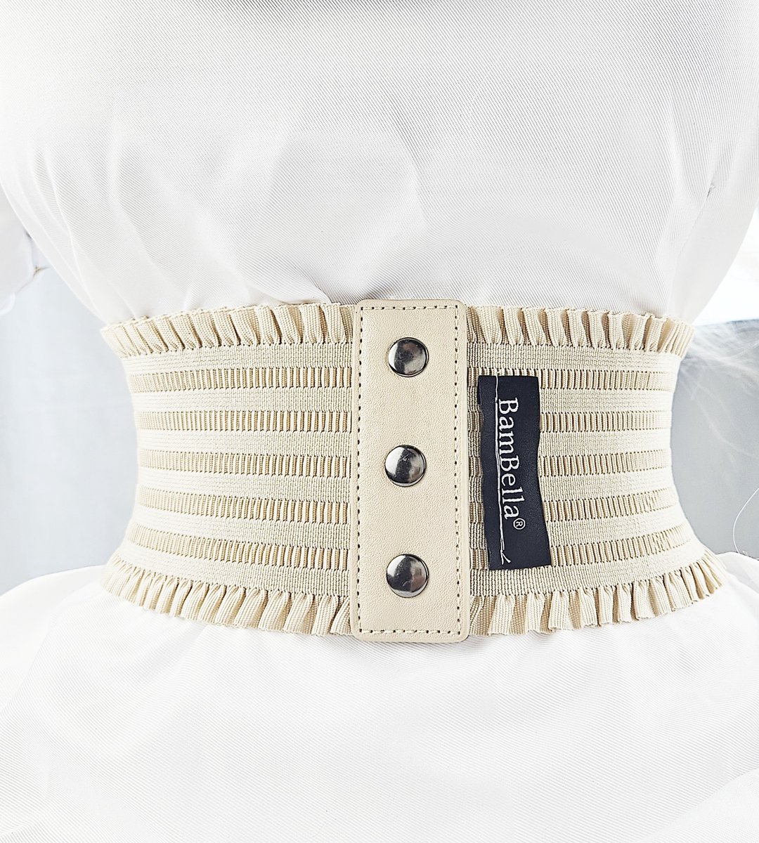 BamBella ® - Riem Maat Onesize - Licht bruin Mode Body Gothic Goth taille riem zwart met korset belt