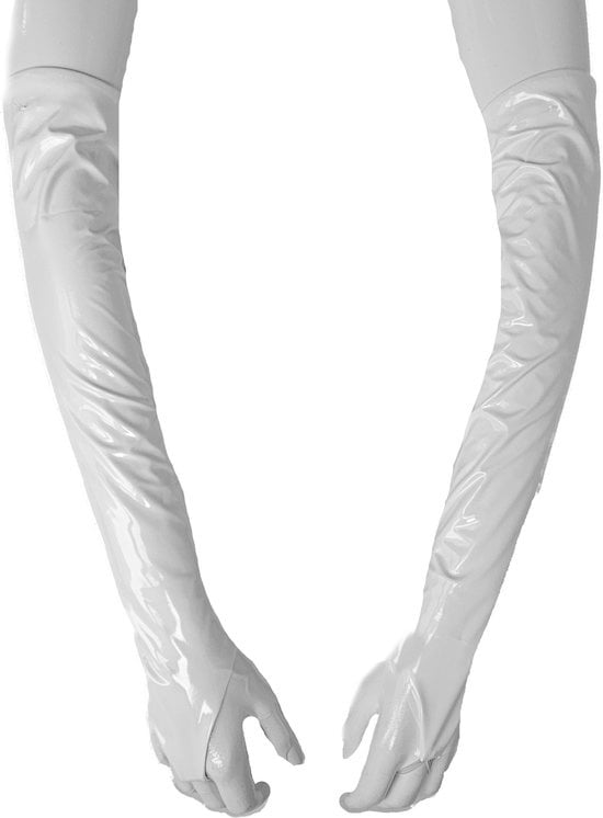 Handschoenen Wit  van Datex (Mix latex en stof ) Sexy kinky fetish accessoire