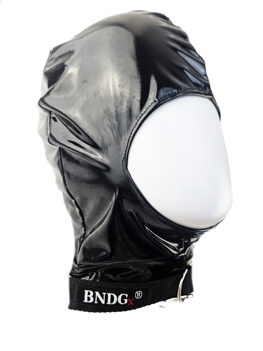 BNDGx® -Masker Datex (Mix LATEX en stof) mond opening - Erotiek - Extreme BDSMsm fetish Rollenspel kleding Zwart