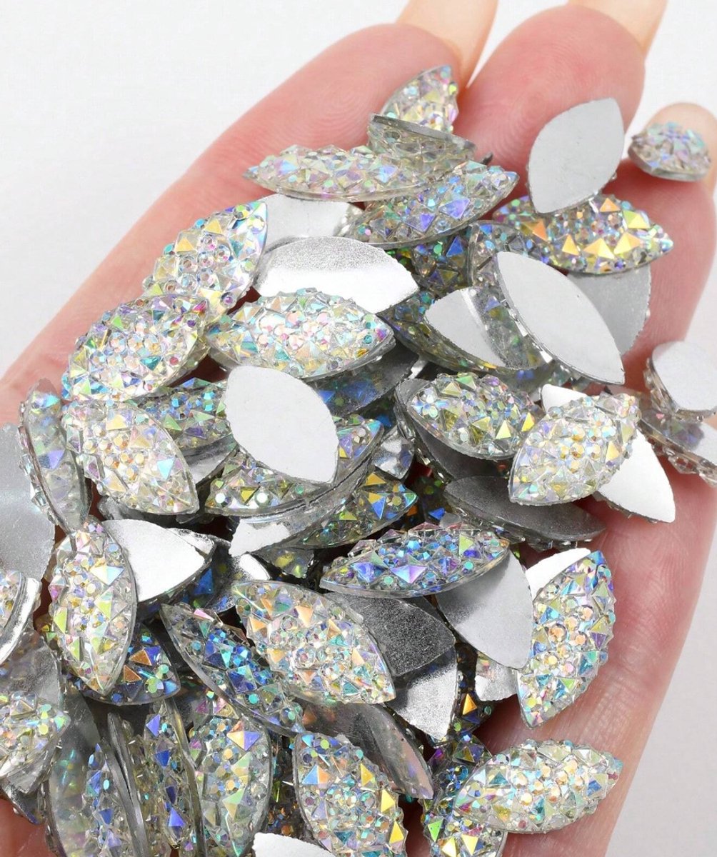 BamBella® mix grote stenen - 100 stuks - kleding versieren steentjes DIY hobby knutselen Glitter