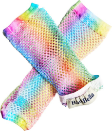 BamBella® Handschoenen Visnet regenboog Lange vingerloze Elastische handschoen gaatjes mesh stof