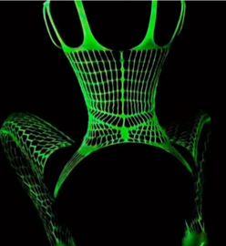 BamBella ® - Panty pak -Onesize - Glow in the dark body suit - Dames - Onesize - sexy Erotische jumpsuit van kant lingerie