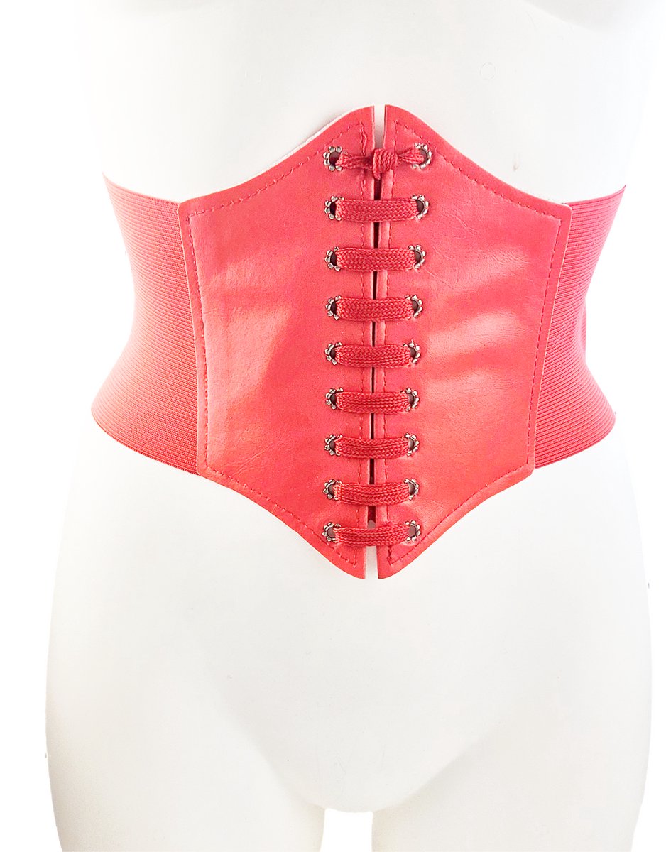 BamBella ® - Riem Maat Onesize - Wit Mode Body Gothic Goth taille riem zwart met Veter sluiting korset belt