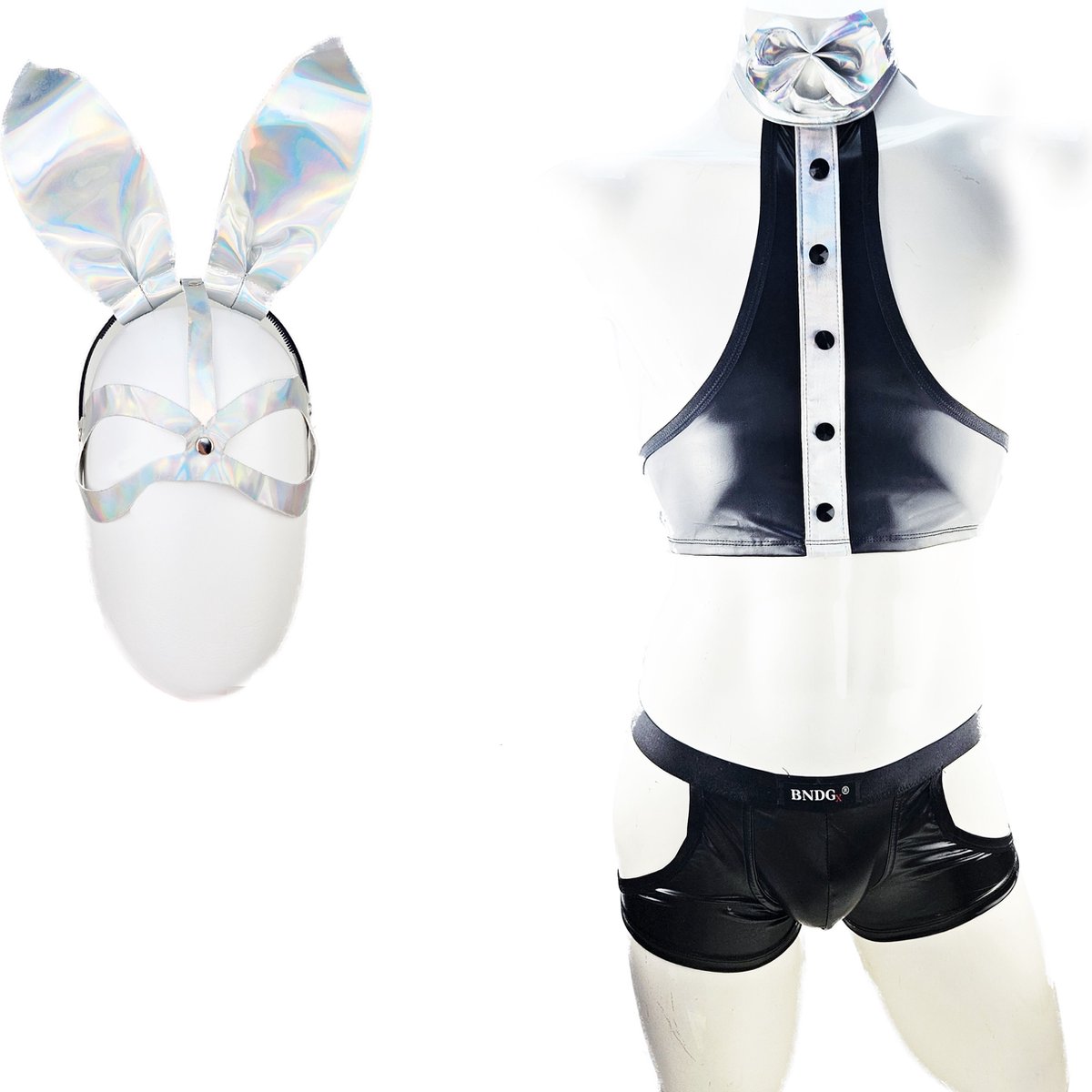 BNDGx® Sexy Cosplay Rollenspel kleding - Onesize - outfit heren bunny zwart wit set konijn